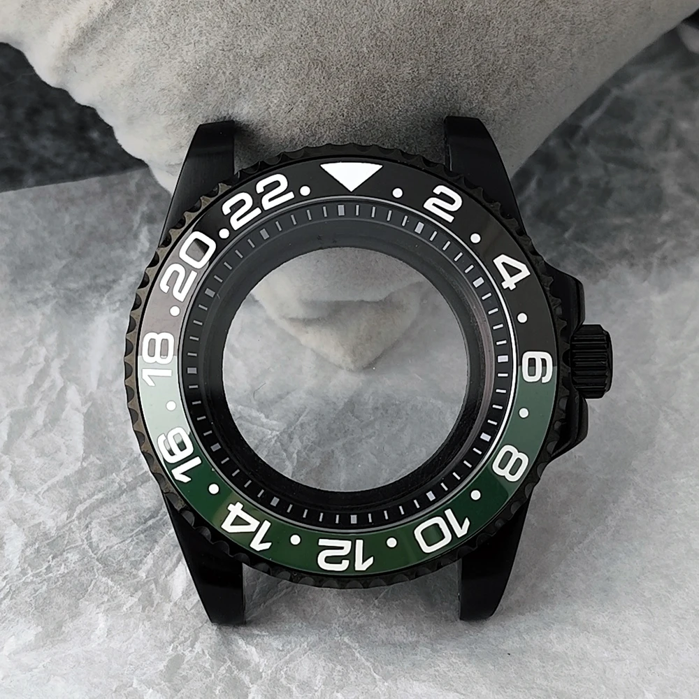 NH34/GMT case men's watch stainless steel black case 40.8mm custom logo case suitable for NH34 movement watch accessories