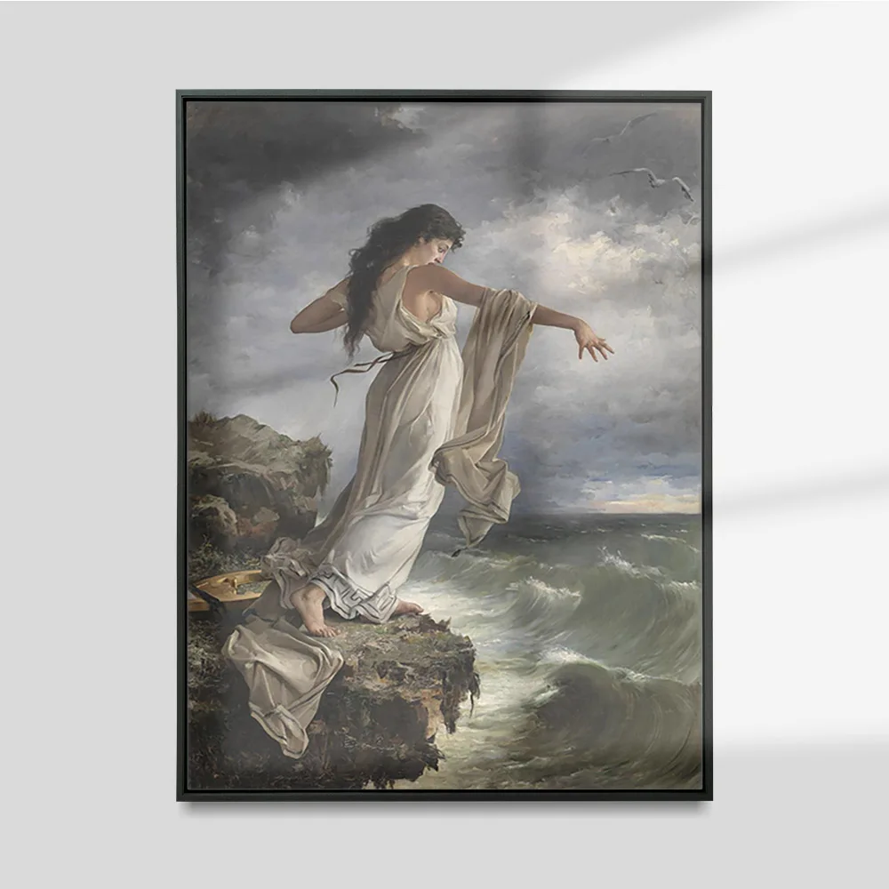 Póster Vintage de Miquel Carbonell Selva, arte impreso antiguo de la muerte de Sappho, pintura en lienzo, decoración de pared, imagen de regalo