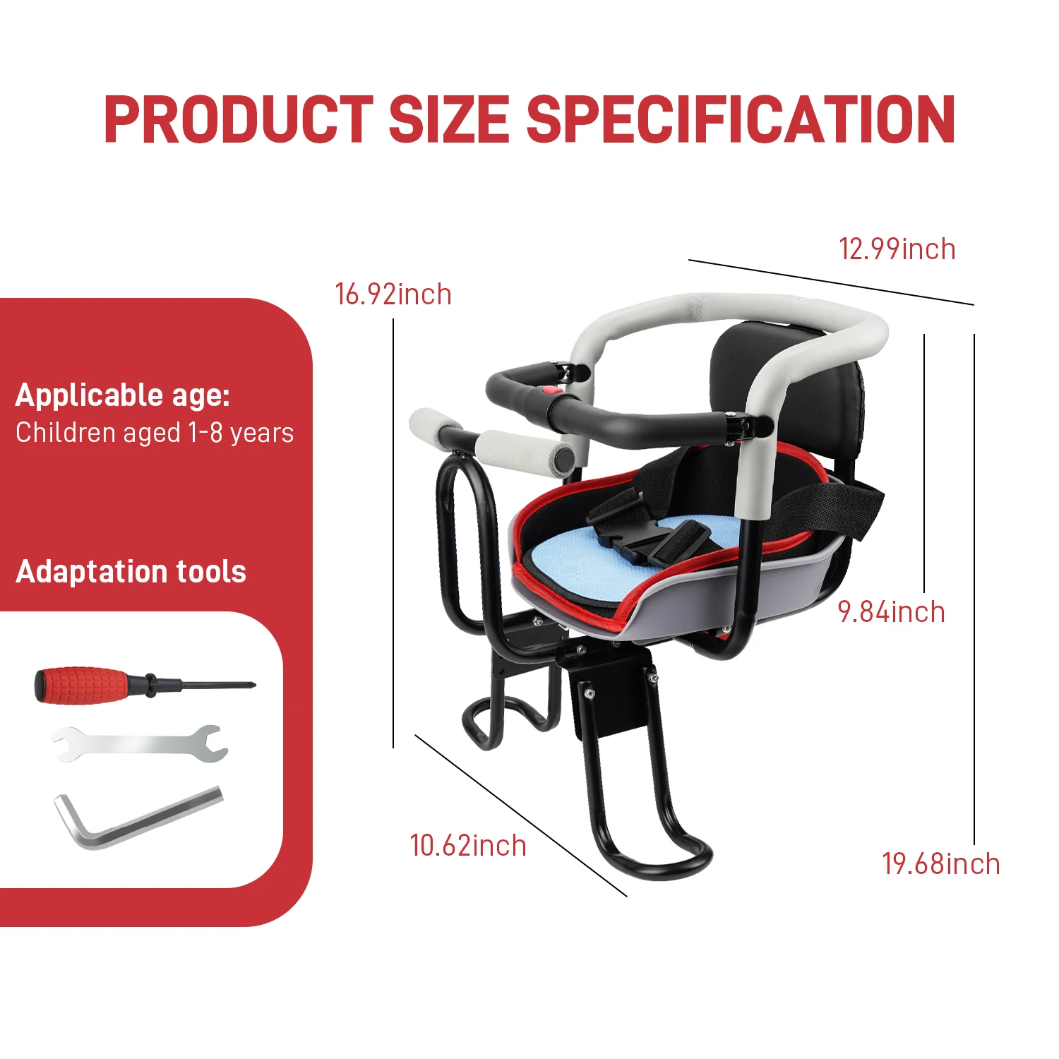 Child Bike Seat Front Mount Kids Bike Seat Fit Mountain Bikes Cruiser Bikes Folding Bikes Ultra Light Portable Toddler Bike Seat