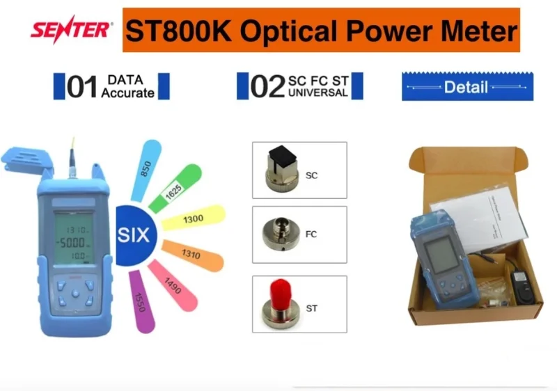 ST800K Optical Power Meter 800~1700NM Multi-wavelength Precise Measurement OPM Fiber Tester Tools