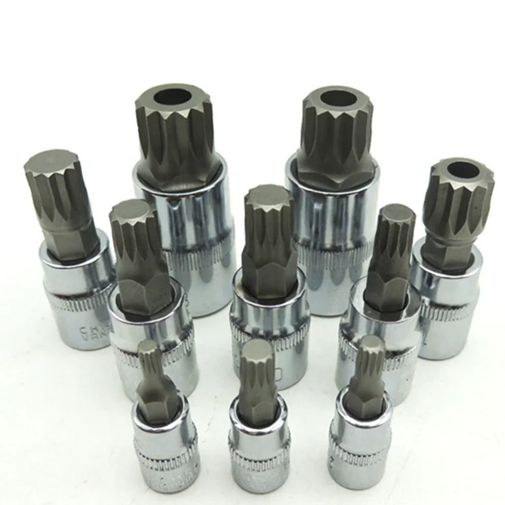 10pcs 12-Point Triple Square Bit Socket Set Tamper Proof M5 M6 M8 M9 M10 M16 Automotive Repair Tool Kit With Case