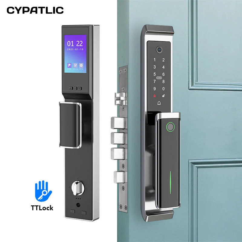 Electronic TTlock APP Remote Control Unlock Bluetooth Automatic Digital Password Fingerprint Smart Door Lock With Camera