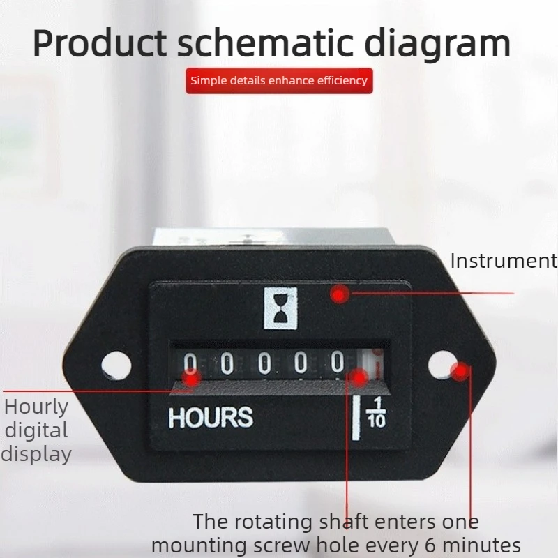 Mechanical Hour Meter Complete-Seal Timer Gauge 6 Digits Timer Counter Engine Generator HM002 Engine