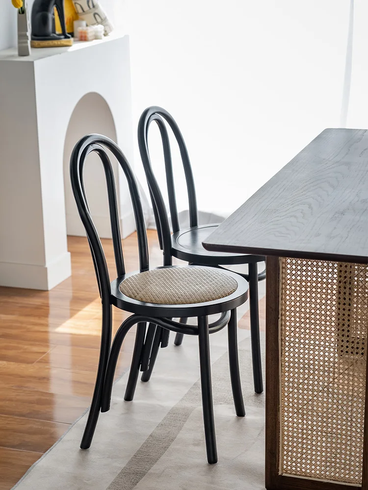 Mid-Oude Rotan Thonet Stoel Vintage Massief Houten Huishoudelijke Minimalistische Solette Stoel Fauteuil Nordic Sana Eetkamerstoel