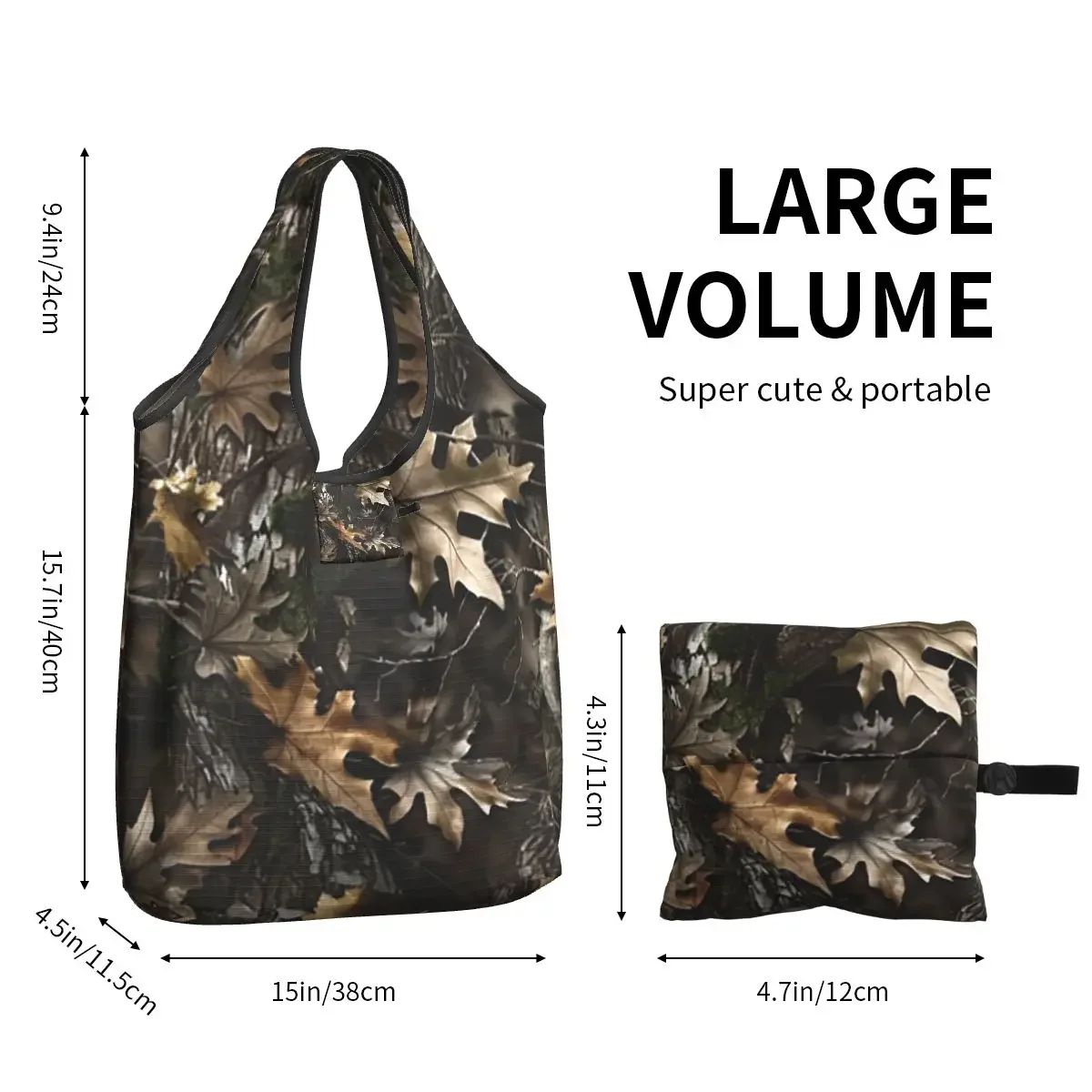 Real Tree Portable Tote Shopping Bags Large Capacity Shopper Bag Grocery Handbag Shoulder Bag