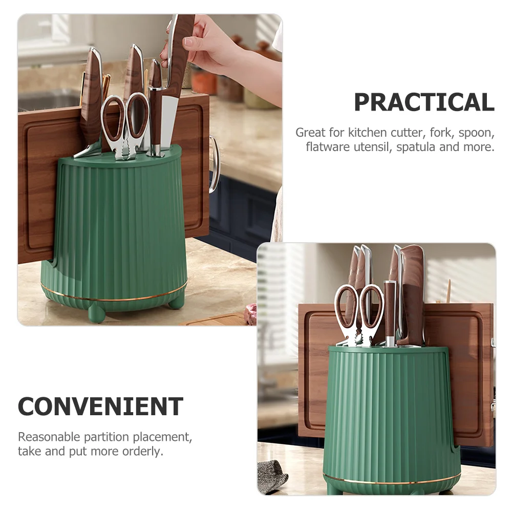 

Kitchen Rotating Cutter Rack Chopsticks Spoon Fork Stand Detachable Design Save Space Practical Utensil Organizer