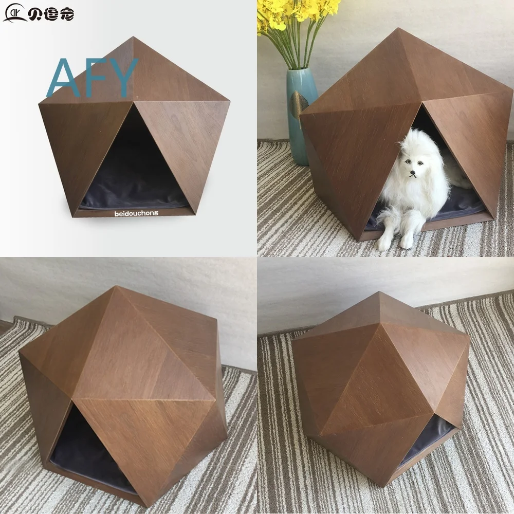 Wooden Cat House for Small Dogs and Cats Cozy Pet Bed with Natural Wood Design for Teddy Dogs Indoor Outdoor Use Pet Nest
