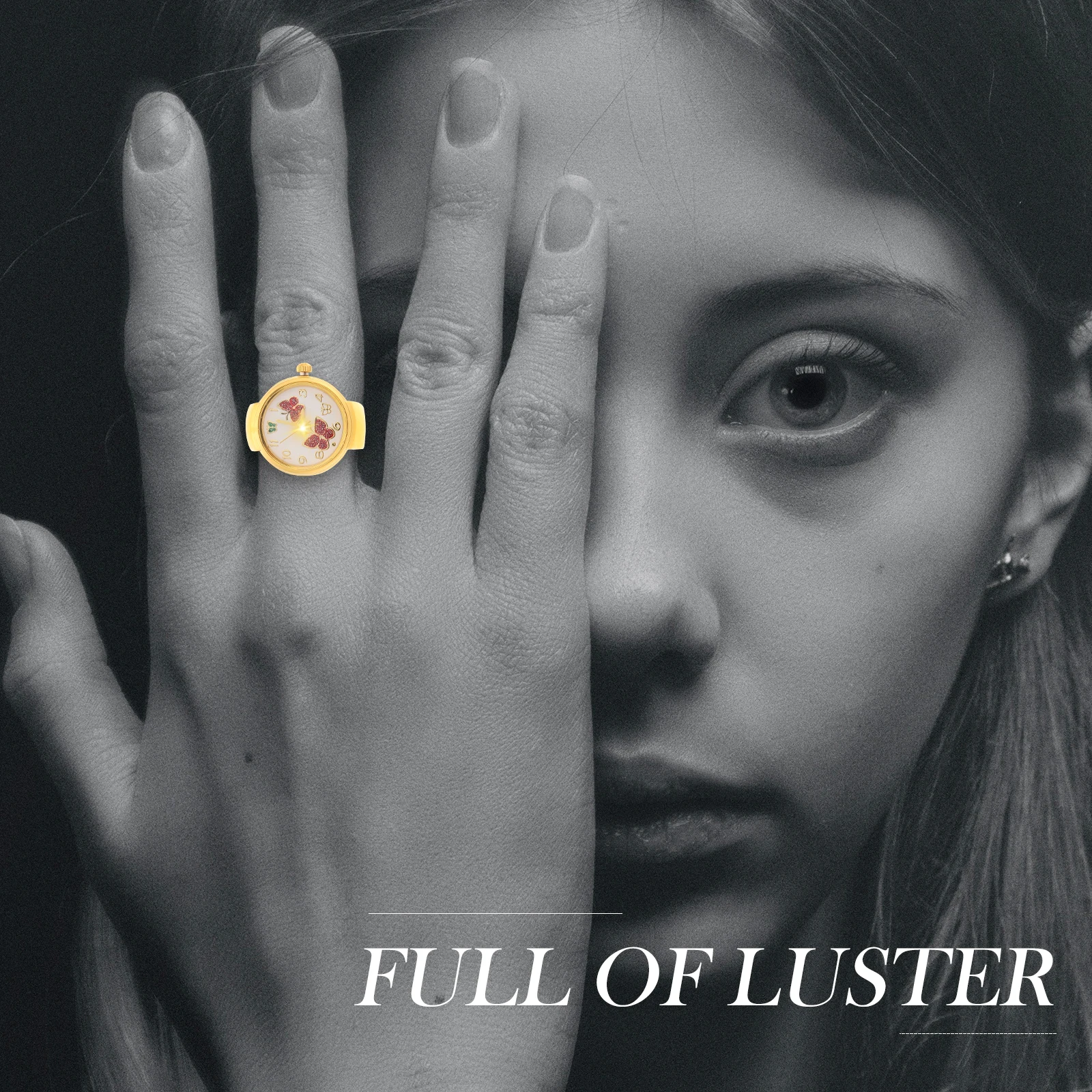 

Red Butterfly Ring Watch Exquisite Decorative Finger Watch Wear-Resistant Portable Party Accessory Gathering Supply