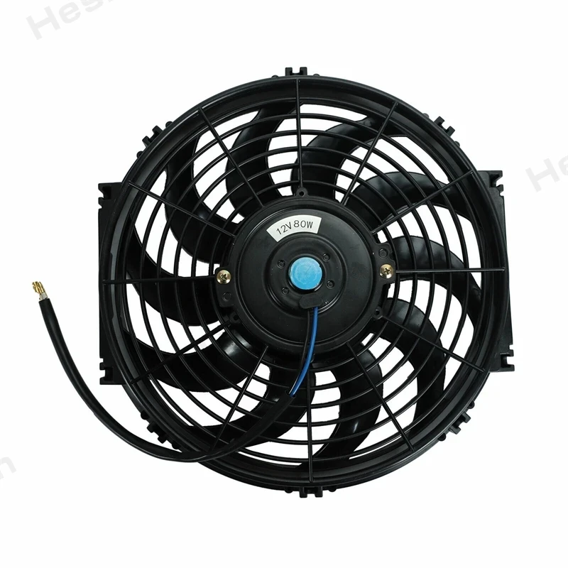 

12" Inch Universal Slim Fan Push Pull Electric Radiator Cooling Fans 12V /24V 80W Mount Kit 2000 RPM Black High Performance