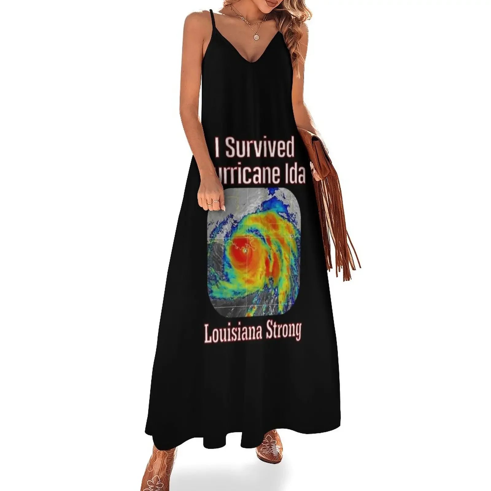 

I Survived Hurricane Ida Louisiana Strong Sleeveless Dress Clothing Women's dress birthday dress