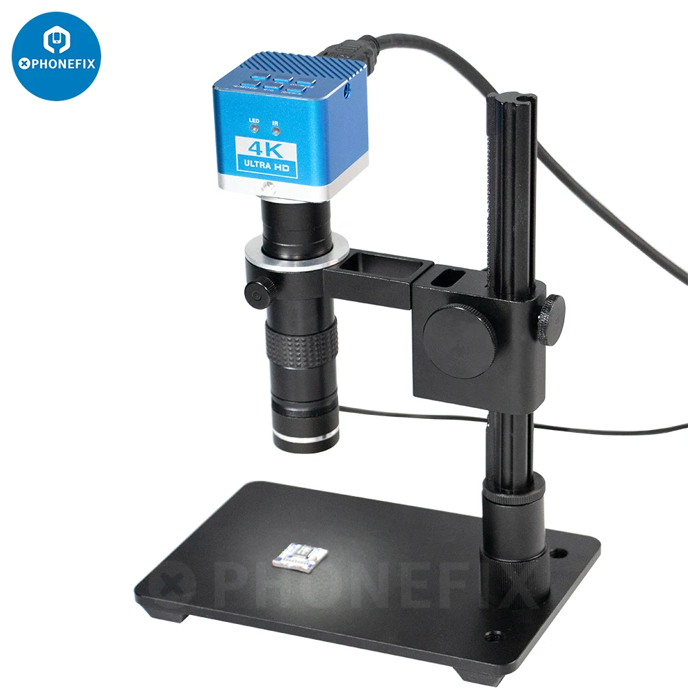 كاميرا 51MP 4K HDMI VGA الرقمية مجهر فيديو التكبير 130X C-Mount عدسة 16 LED ضوء لحام الهاتف CPU PCB لحام إصلاح