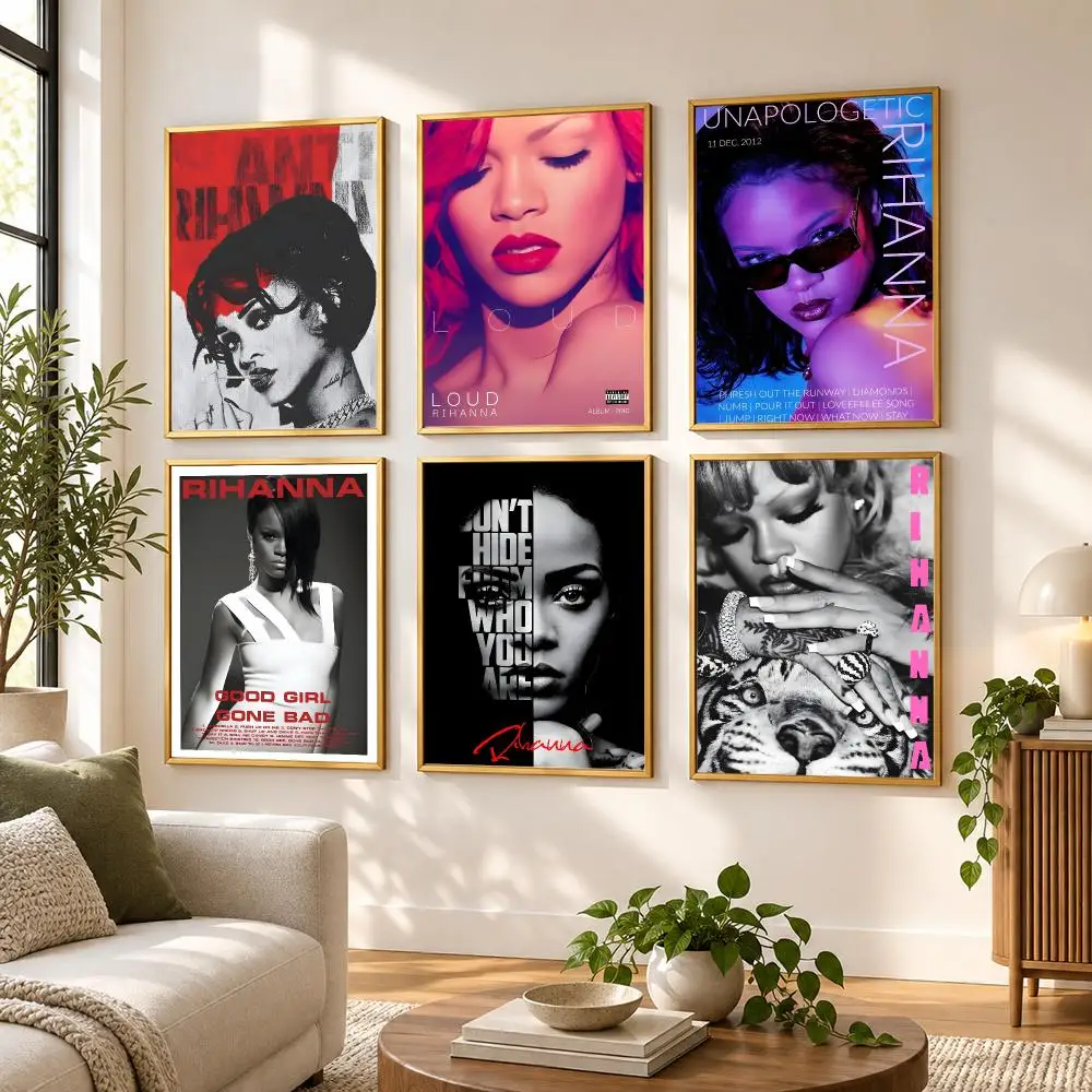 Singer R-RIHANNAs beauty Poster HD art sticky wall waterproof home living room bedroom bar aesthetic decoration