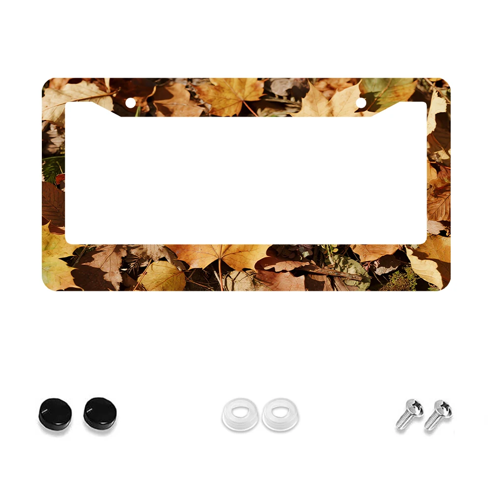

1 шт., коричневая рамка с осенними листьями и 2 отверстиями для номерного знака, алюминиевый материал, 6x12 дюймов с комплектом винтов, ретро, новинка, декор автомобиля