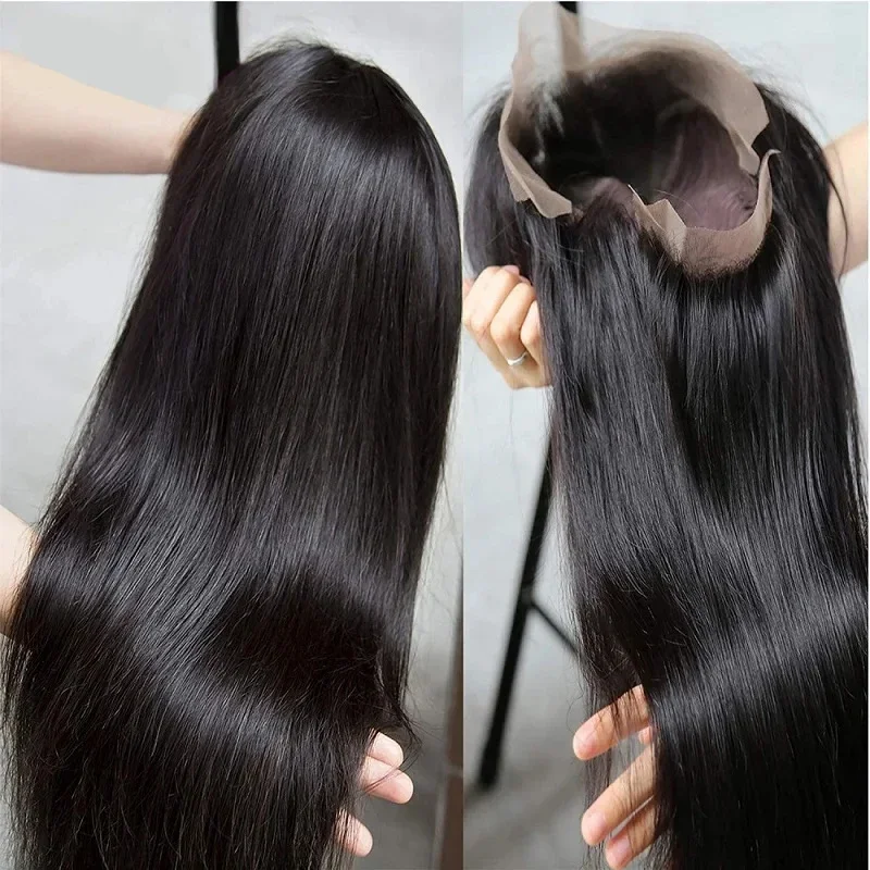 Wig rambut manusia depan renda lurus 13x4 13x6 Wig rambut manusia depan renda transparan ketebalan 200 Brasil 28 30 32 inci