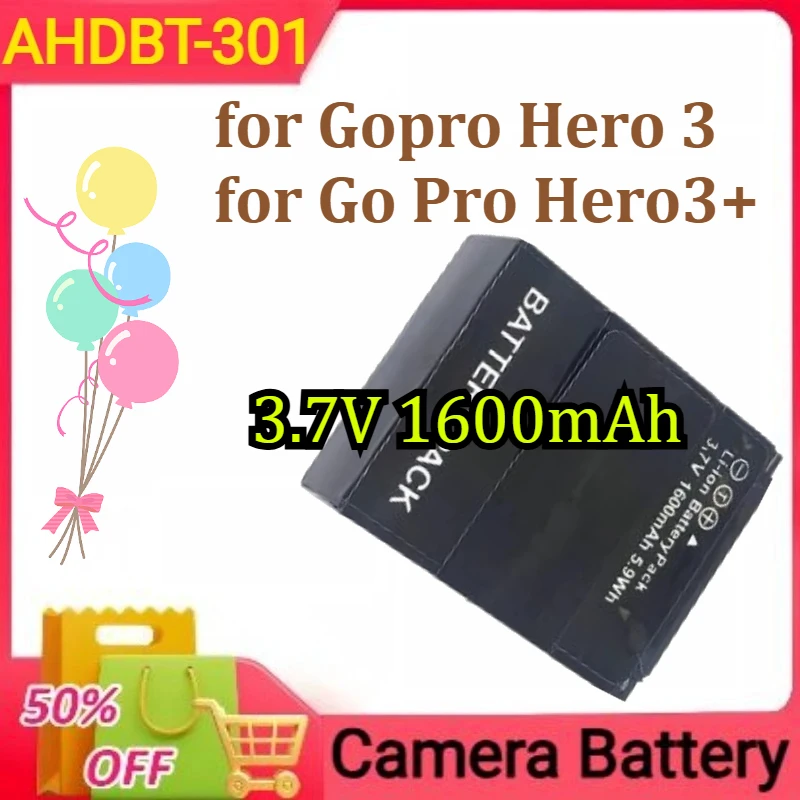 

AHDBT-301 for Gopro Hero 3 for Go Pro Hero3+ Camera Battery 3.7V 1600mAh