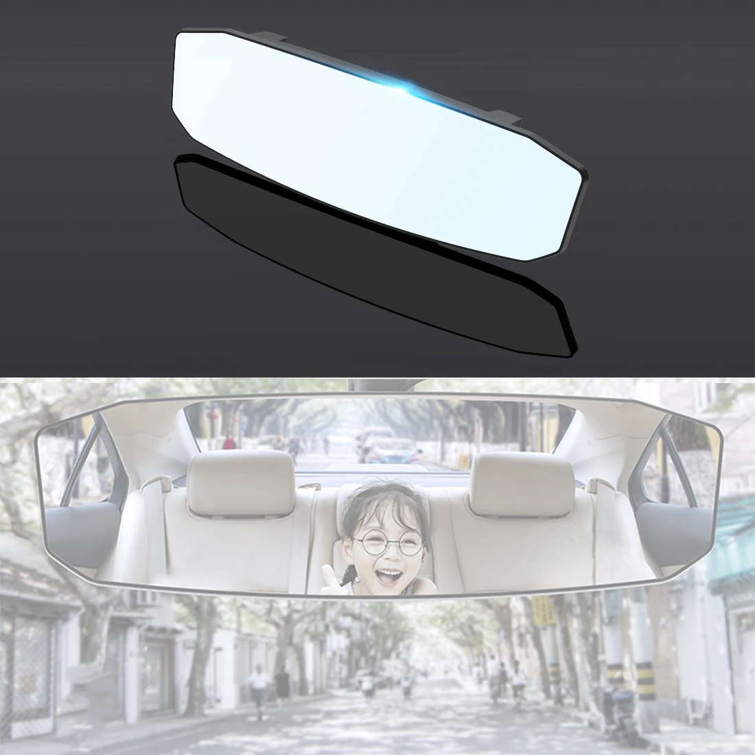 Wide-angle Rearview Mirror Interior Rear View Mirrors Universal Big view Anti-glare Curved mirror Car Rear Mirror