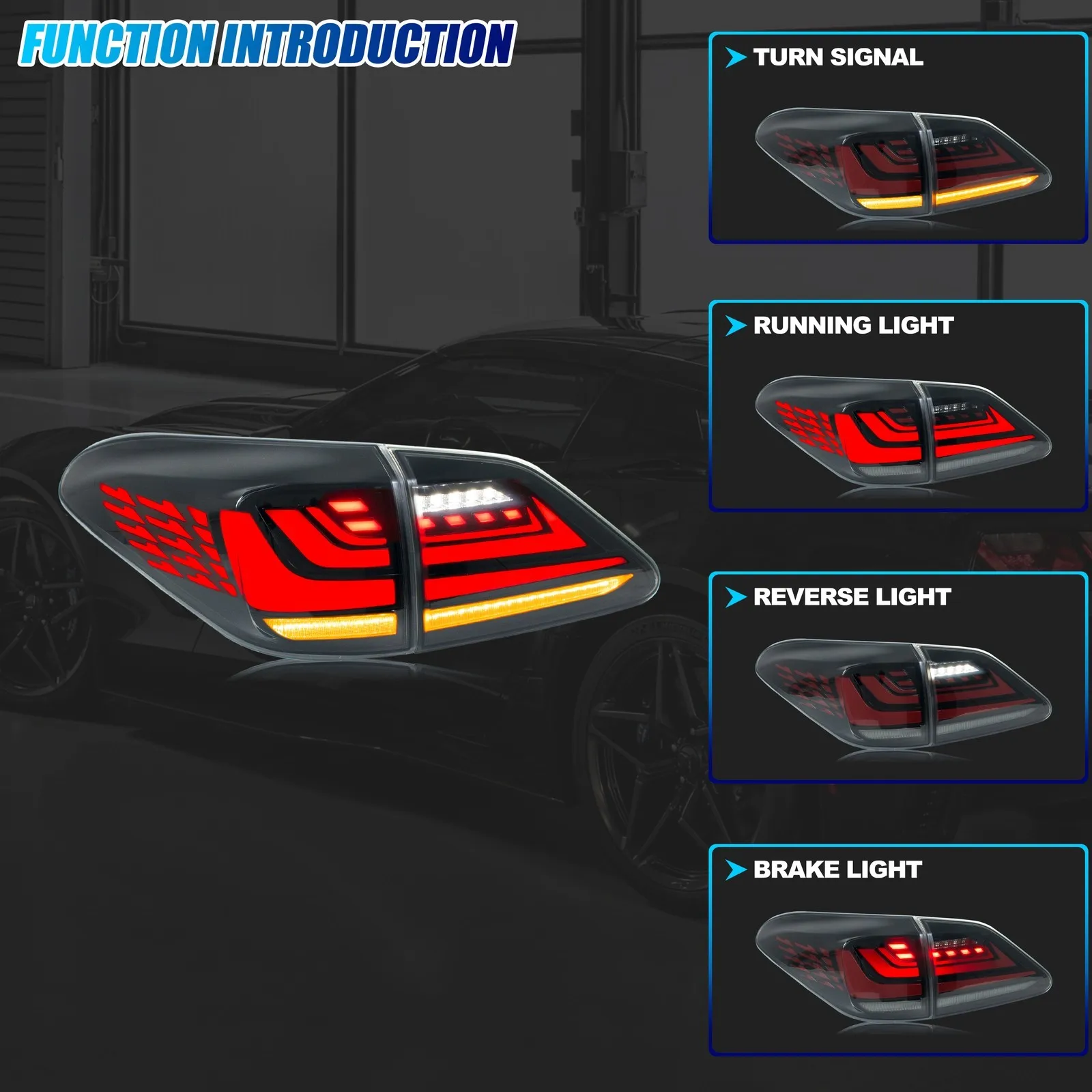 LED Tail Lights for Lexus RX350 2010-2015 Sequential Turn Signal Start-up Animation Rear Lamps Assembly