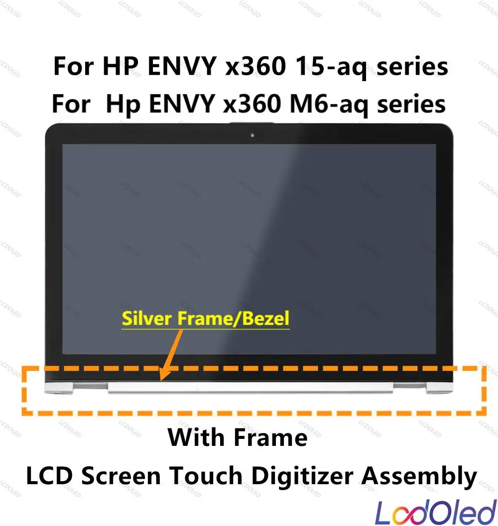 

15.6'' FHD IPS LCD Display Touch Screen Digitizer Assembly +Frame(Silver) for HP Envy X360 M6-AQ107dx M6-AQ106dx 1920X1080 30pin