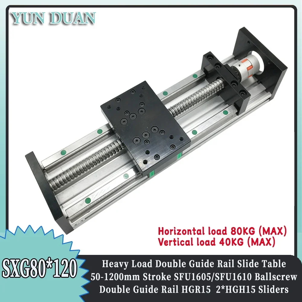 

Double Linear Guide Sliding Table1605/1610 BallScrew 50-1200mm Stroke Platform XYZ Axis Stage Linear Actuator CNC Router