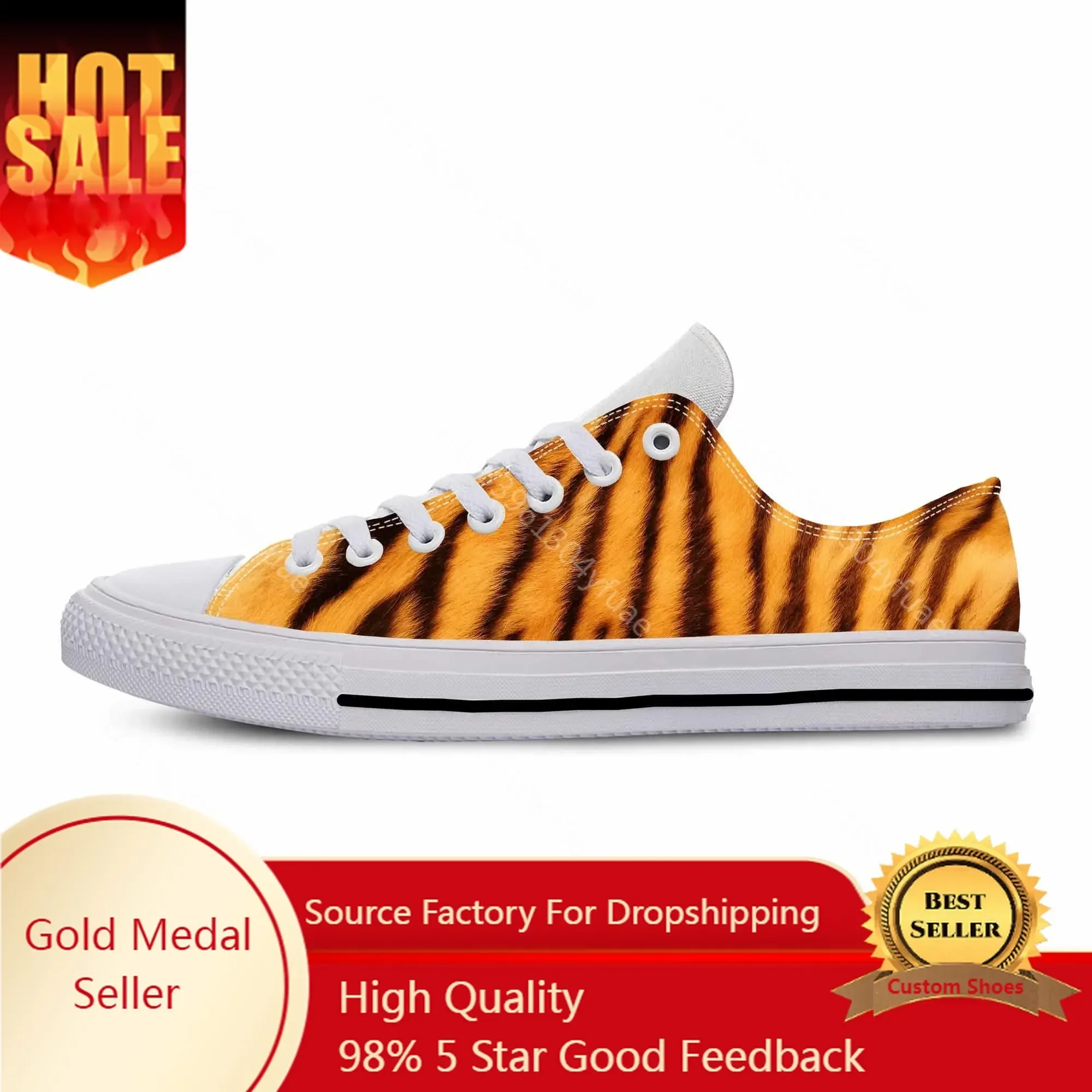 

Animal Tiger Stripe Skin Pattern Aesthetic Fashion Casual Cloth Shoes Low Top Comfortable Breathable 3D Print Men Women Sneakers