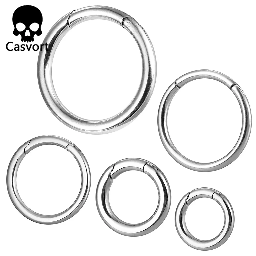 Casvort 2PCS Spring Hoop Ear Hangers Weight Stainless Steel Ear Piercing Dangle Plugs Tunnels Gauges Stretcher Body Jewelry