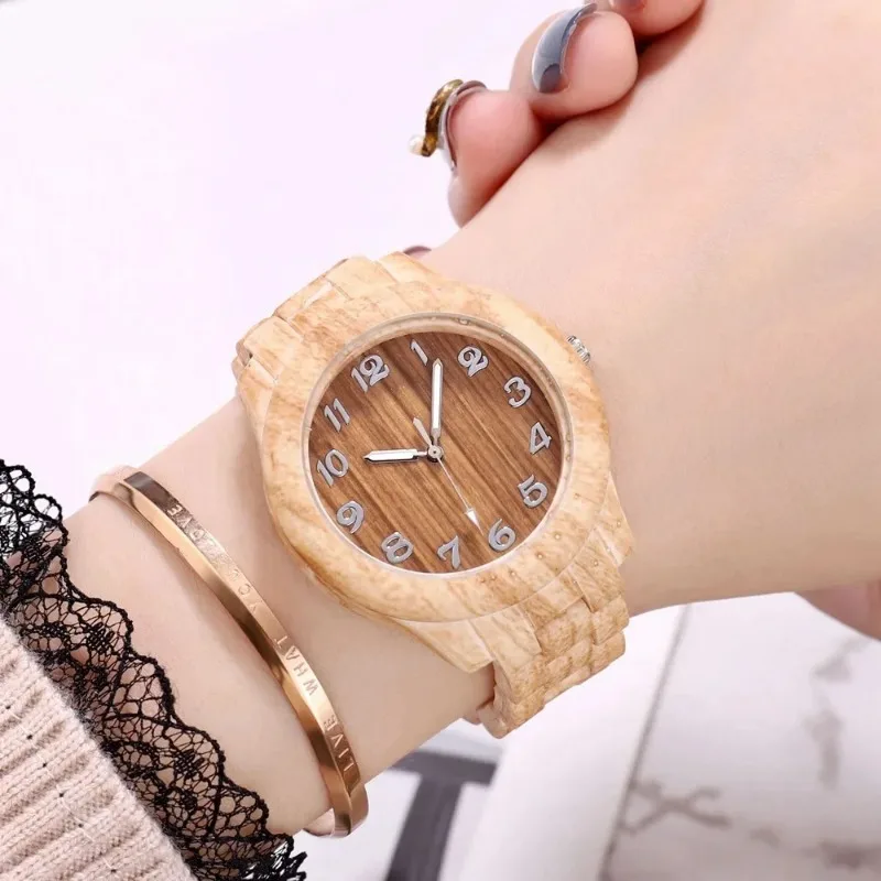 Ladies Watches Fashion Women's Watch Wood Grain Shock Resistant Quartz Wristwatches Female Clock Relogio Feminino Zegarek Damski