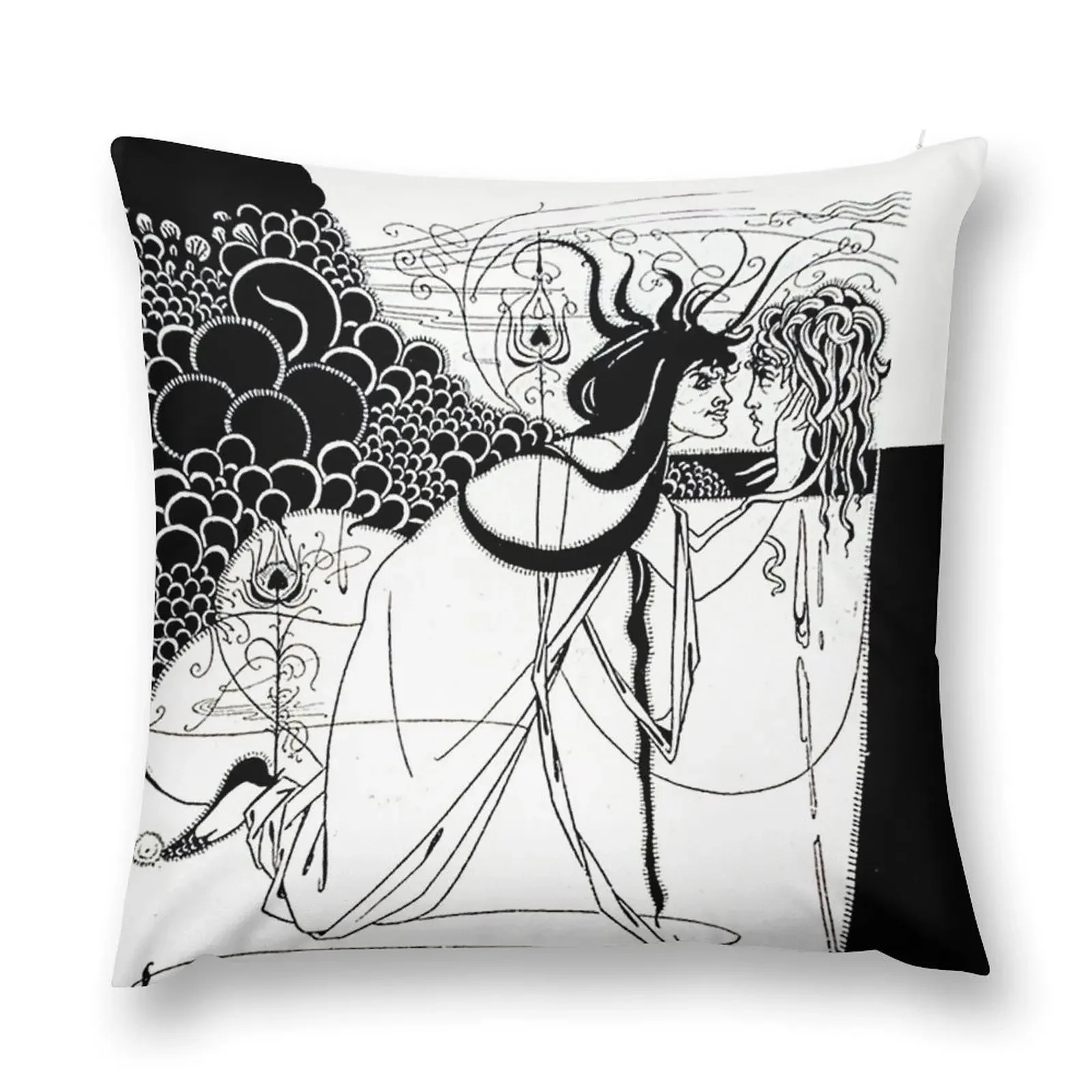 HD. I kissed your mouth; from Salomé, by Aubrey Beardsley (1893) Throw Pillow Throw Pillow christmas ornaments 2025 pillow