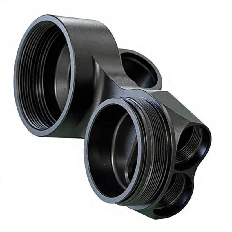 High Precision 6061 Aluminum Multi Channel Manifold Fitting OEM Black Anodized Aluminum Threaded Fluid Connector Block