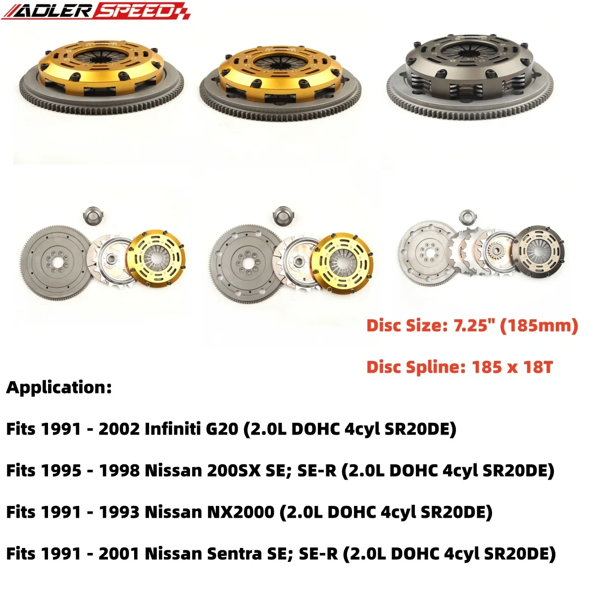 ADLERSPEED Sprung Clutch/Racing Clutch  Single/Twin/Triple Disc For Nissan Sentra SE;200SX SE;SE-R,NX2000,Infiniti G20 SR20DE