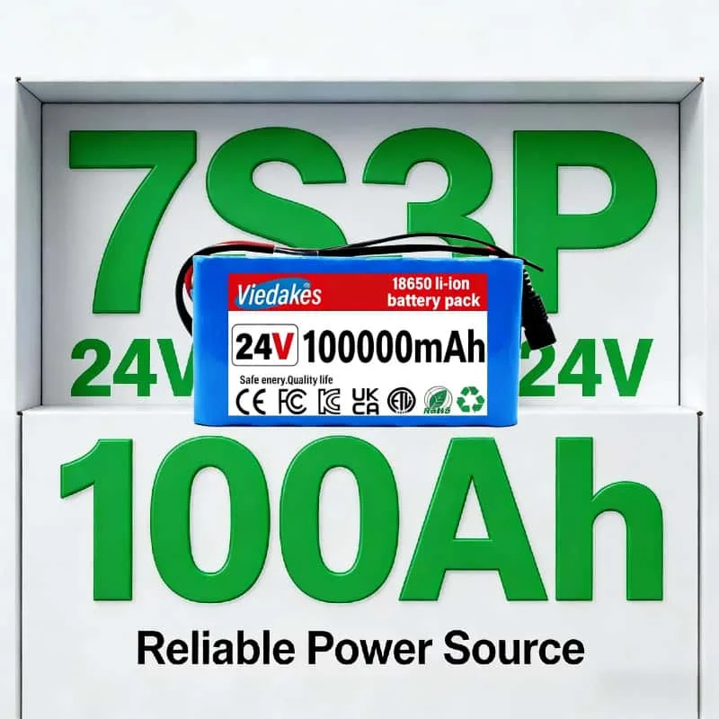 

7S3P 24V 100Ah 18650 Lithium Battery Pack High-Power Rechargeable Power Source for Electric Bikes Safe Stable E-Bike Accessory