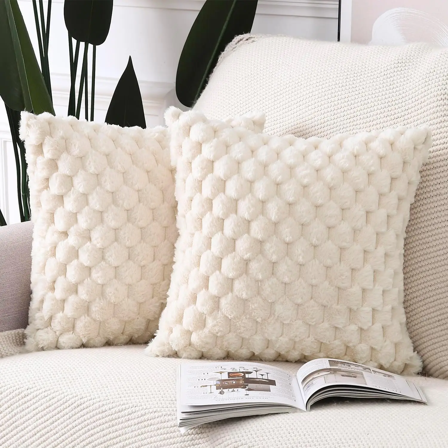 

Pillow Covers Milk White Plush Cushion Cover 45x45cm Super Soft Pillowcase Sofa Living Room Decorative Pillowcase Nordic Home