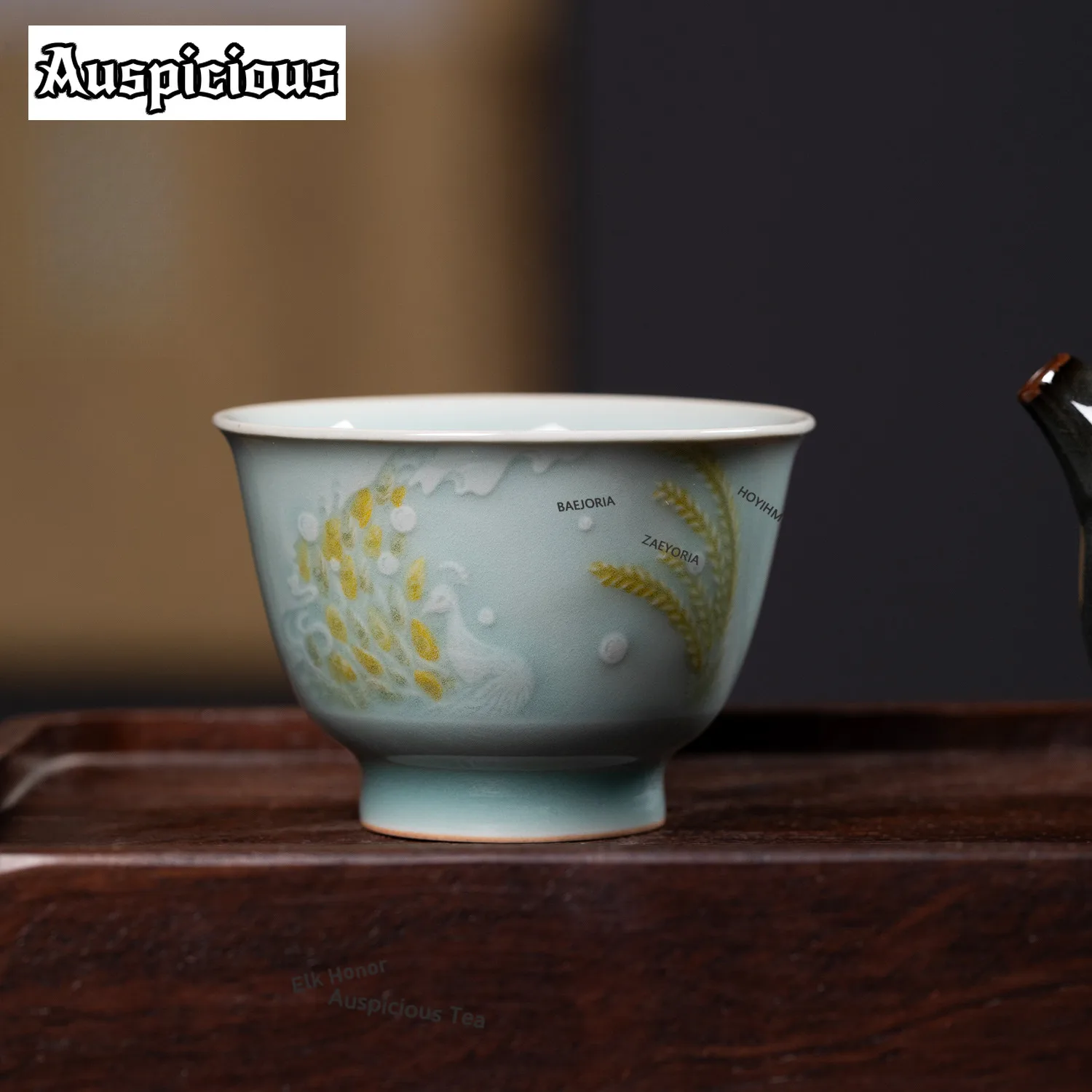 ZAEYORIA 1PC Longquan Celadon The 24 Solar Terms Teacup Creative Tea Bowl Cute Cup Tea-tasting Personal Cup Chazhan Master Cups