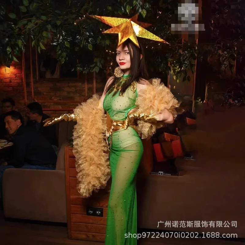 Estilo tailandês malha verde transparente temperamento vestido de férias estilo praia vestido cocktail festa vestido de noite hochzeitskleid damen