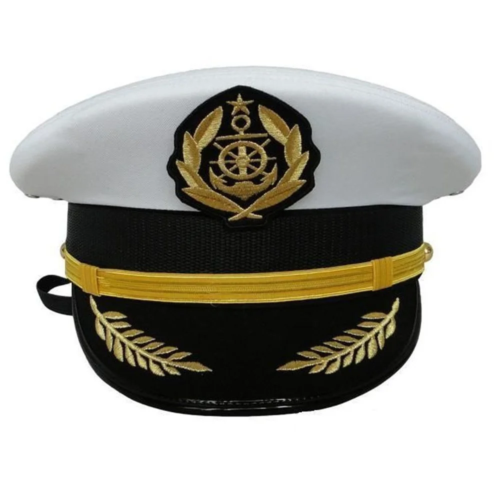 Weiße Kapitänsmütze, Crew-Anziehmütze, Sergeant-Cosplay-Mütze für Herren