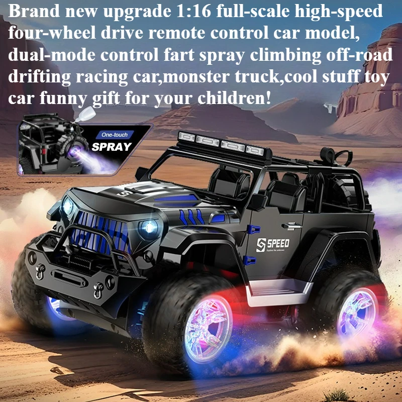 

Cool Stuff Funny Gift-1:16 High-speed 4WD Rc Truck,Remote Control Car,Kawaii Climbing Off-road Fart Spray Rc Cars,Toys for Kids