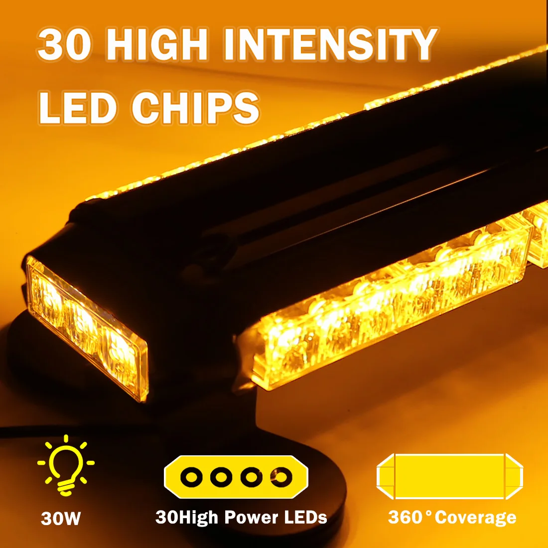 30 LED Bar Car Strobe Warning Light Flashing Police Lamp Auto Emergency Flasher For Vehicle Truck Motorcycle Roof Waterproof 12V