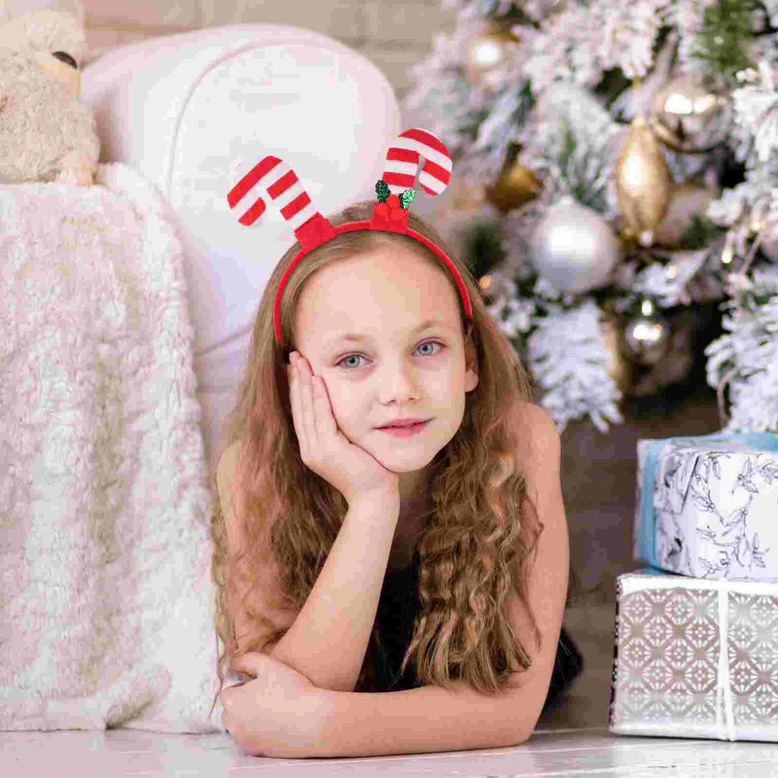 3 Pcs Hairbands Christmas Cane Headband Holiday Headbands Headgear Party Costume Xmas Accessories Novelty Headwear Miss