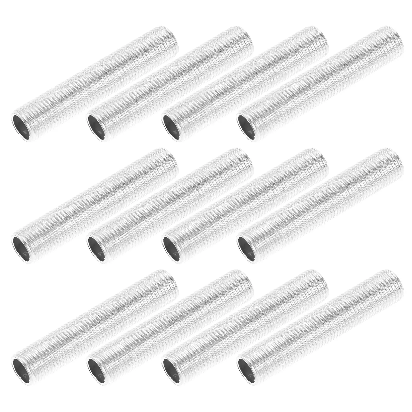 20Pcs M10 Galvanized Iron Lamp Pipe Nipple Hollow Threaded Lamp Repair Hardware Connector for Chandeliers Candelabras