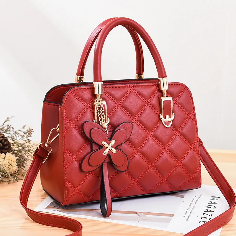 New Stone Pattern Pu Leather Crossbody Bags for Women  Trend Embroidery Thread Shoulder Bag Female Branded Trending Handbags