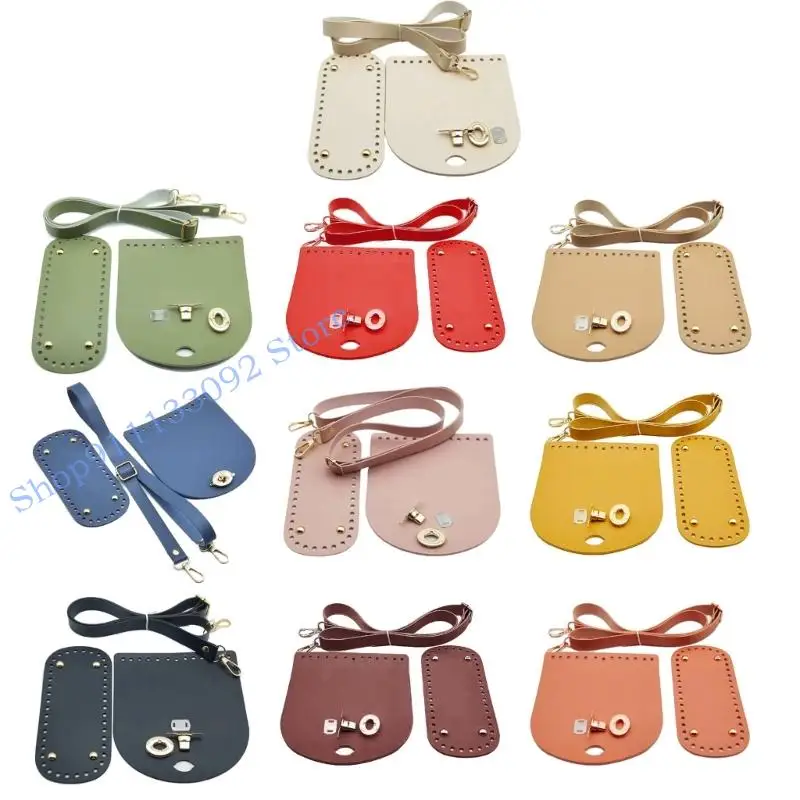 

H9ED Набор аксессуаров для вязаной сумки крючком Регулируемый ремень Сумка из искусственной кожи Нижняя основа Крафт