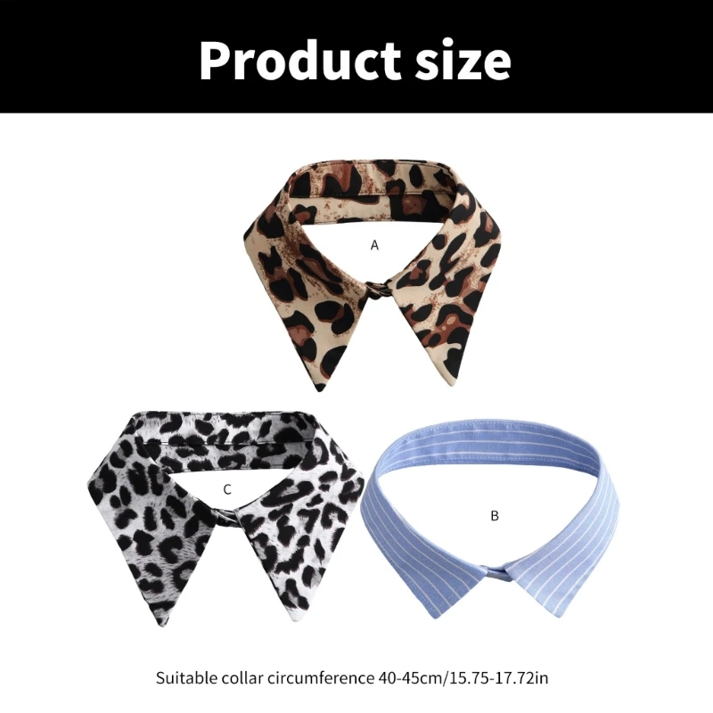 Trendy Detachable Shirt Collar Unique Leopards Pattern Collar Casual Collar for Trendy Outfits D5QB