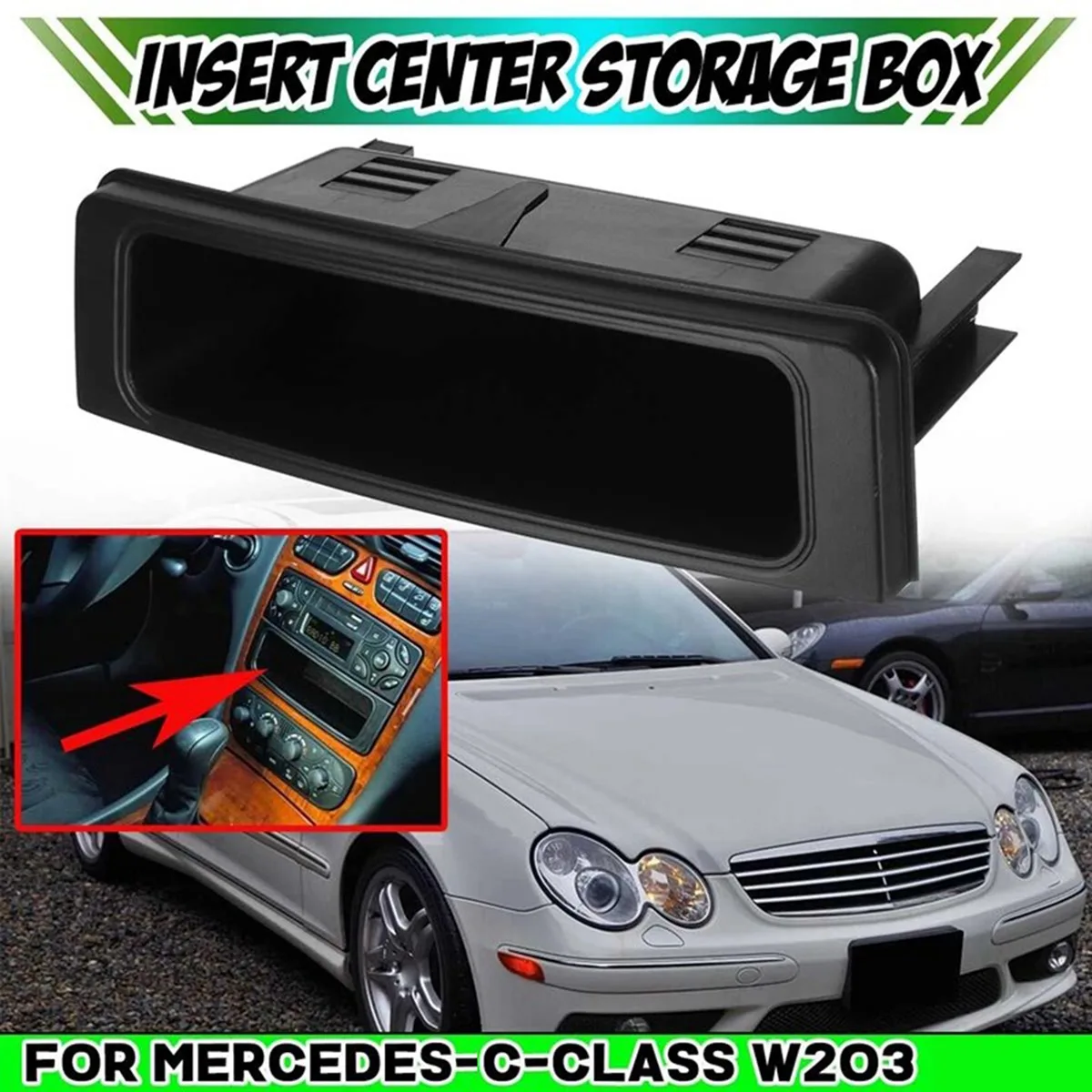 Bandeja de armazenamento do console do centro de carro para W203, C-Class 2001-2007, W639, Organizador de caixas de armazenamento, 2036830291