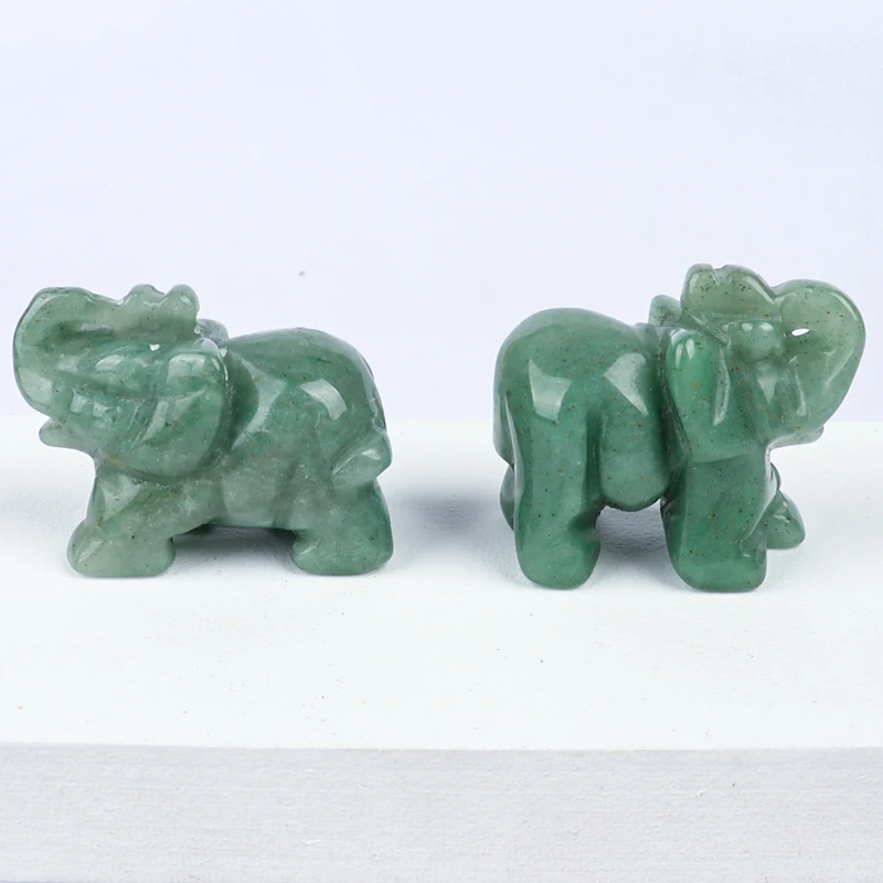 Estatuilla de elefante de Jade tallada a mano, Mini Animal de Aventurina curativa, artesanía de cristal, Chakra, Feng Shui, decoración del hogar, 1,5 pulgadas