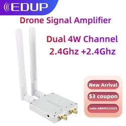 EDUP Drone Signal Amplifier Dual 4W Channel Dual 2.4Ghz Wifi Booster Long Range High Power Wifi Extender Repeater For Router