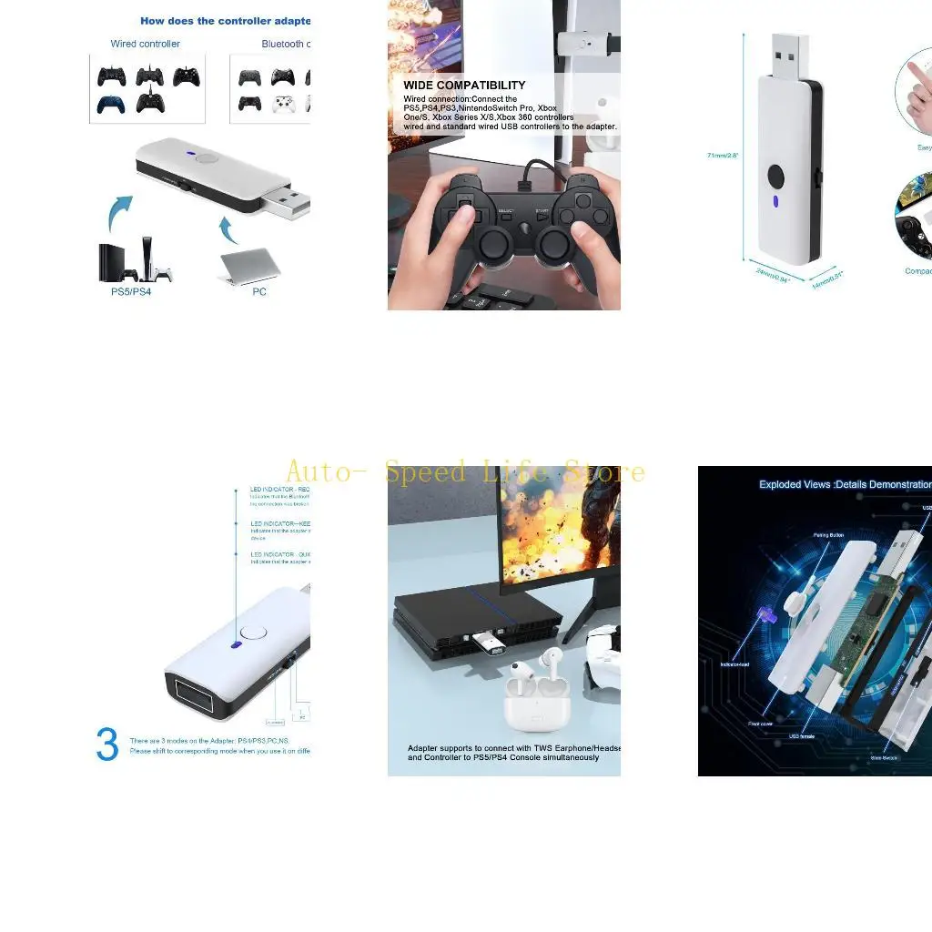 02DA For One Bluetooth-compatible Handle Converter Compact Portable for Switch Converter
