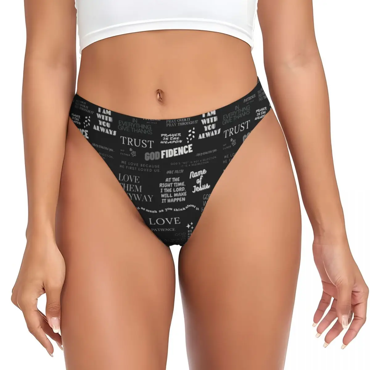 

Custom Love Patience G-string Panties Women's Breathable Jesus Thongs Underwear