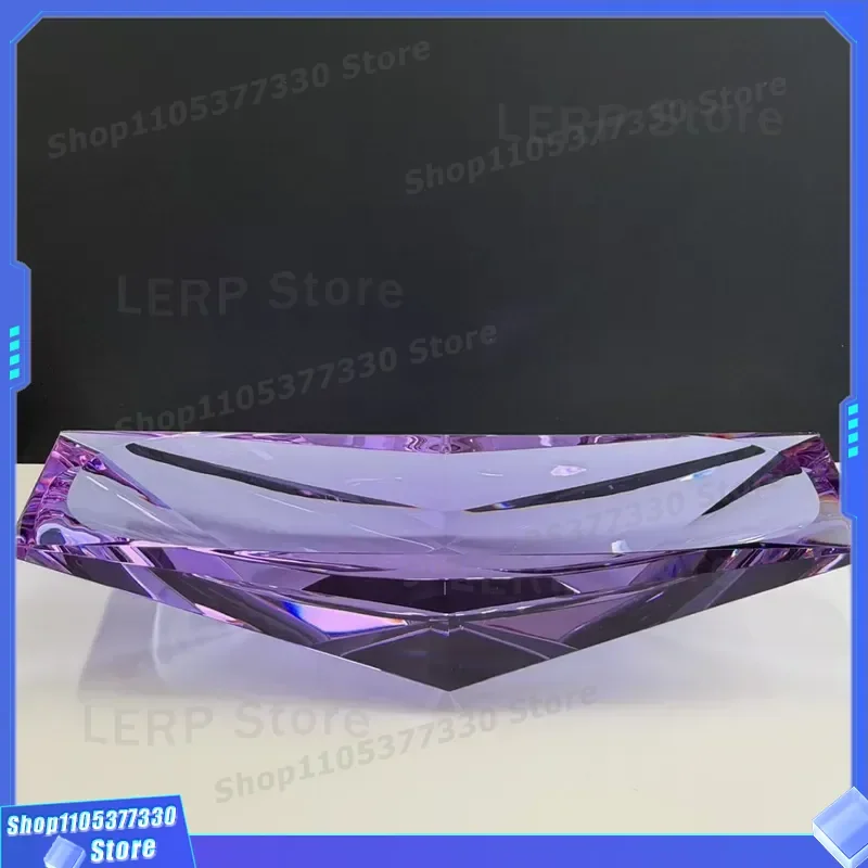 Luxury Purple Crystal Glass Rectangular Storage Plate Large Multi Faceted Fruit Tray Elegant Home Furniture Decoration