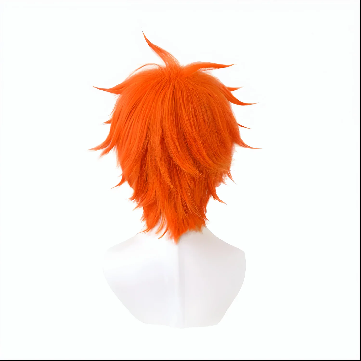 Short Orange Synthetic Wig Anime Cosplay Spiky Style Hair Heat Resistant Costume Party Wigs for Men Women