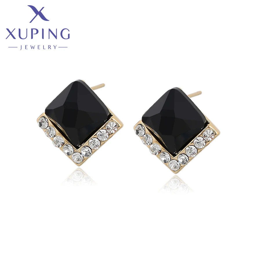 Xuping Jewelry New Arrival Fashion Square Shaped Light Gold Color Stud Earrings for Women Girl Party Gift E-2099