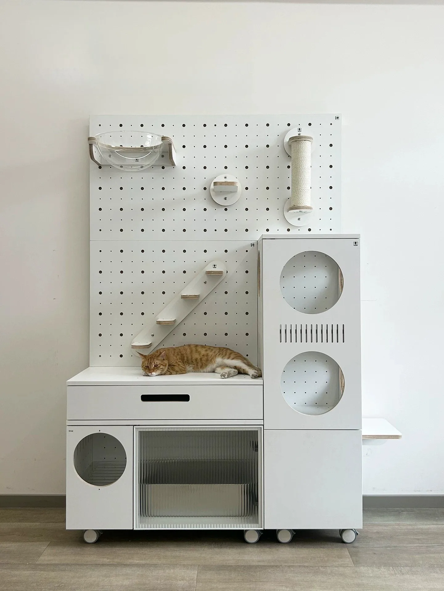 Huanke cave board duplex cat villa open modular cat litter cabinet integrated DIY odor-proof cat toilet